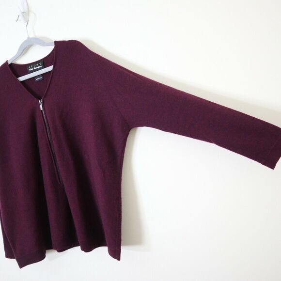 The Kooples Sport Size XS Cashmere Zip Front V Neck Sweater Burgundy Red - Picture 11 of 12